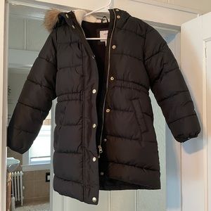 Girls faux fur hooded puffer jacket